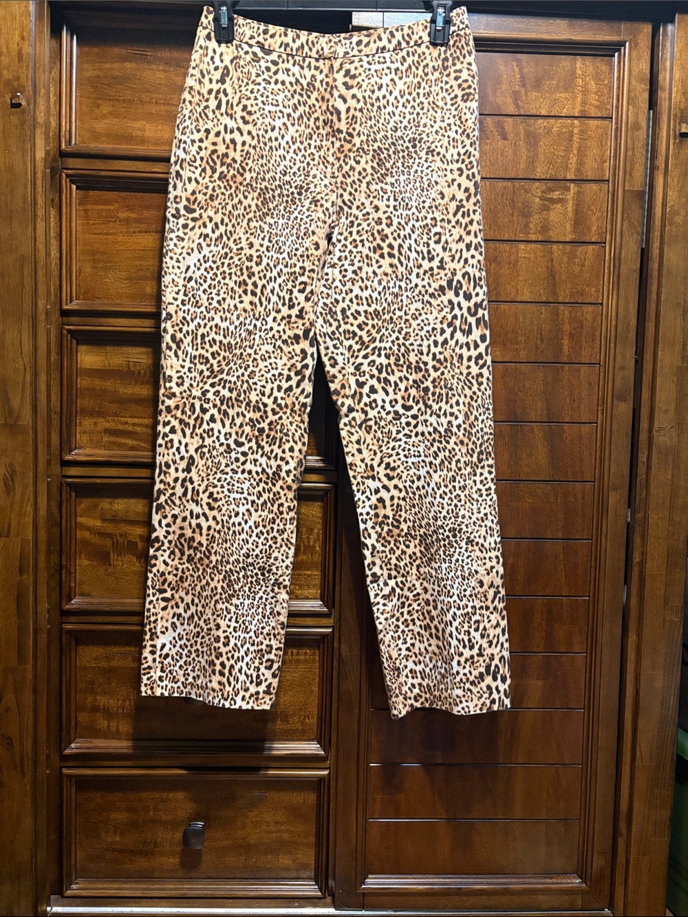 Impressions Leopard Print Straight Leg Pants - Tan and Dark Brown